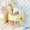 Cute Rotating Pen Holder Desktop Drawer Stationery Box Case School Office Desk Kawaii Stationery Storage Box Organizer Stickers