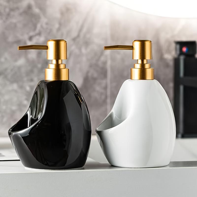 Modern Ceramic Hand Soap Dispenser with Pump , Dual In 1 Soap Holder , Dispenser, Elegant Bathroom Countertop Organizer for Home, Hotel, Spa