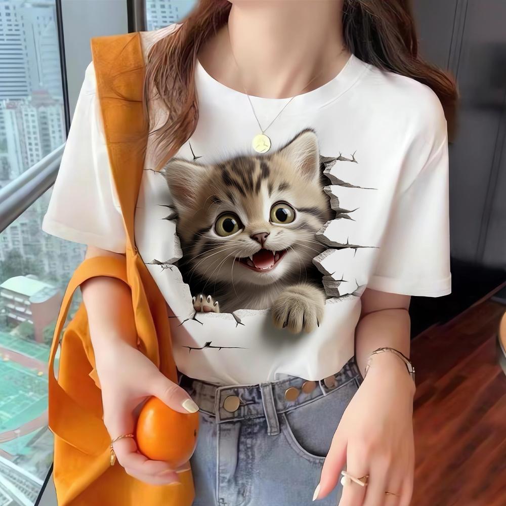 2024 Top Women Cute Animal Printed Women's T-Shirt Oversized T-Shirt Popular Clothes Women Clothing Short Sleeve Tees Blouse 5XL