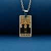 Stainless Steel Cat Tarot Card Necklace for Men Women Animal Divination Jewelry Accessory