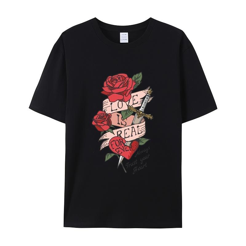 Traditional Tattoo Style Love Is Forever DesignPrint T-Shirt Summer Casual Streetwear Men Women Unisex Fashion Tshirt Top