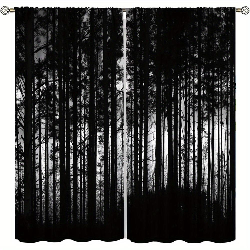 2 pieces of Trees of the Black Forest series printed curtains, 30*65, bedroom and living room, home decoration, room decoration