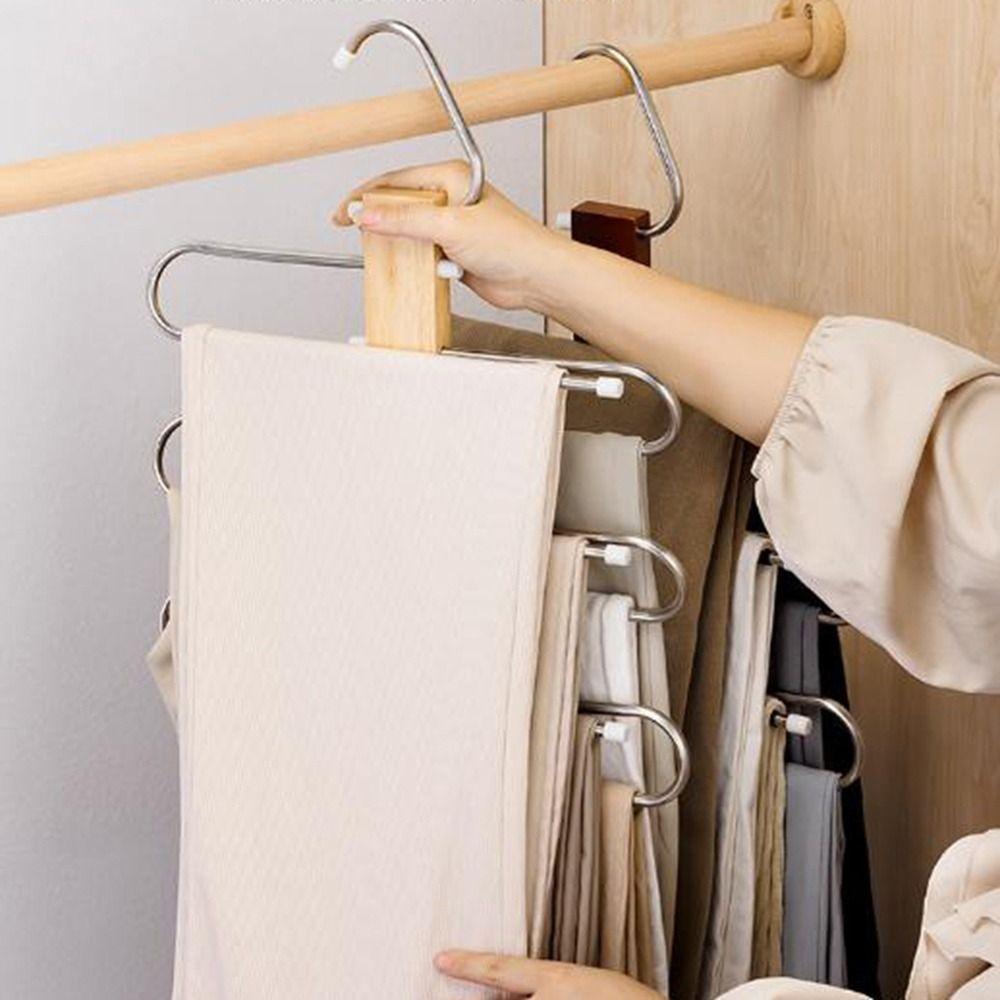 S-Shaped Pants Storage Rack Anti-Slip Trouser Rack Multifunctional Clothes Rack for Home