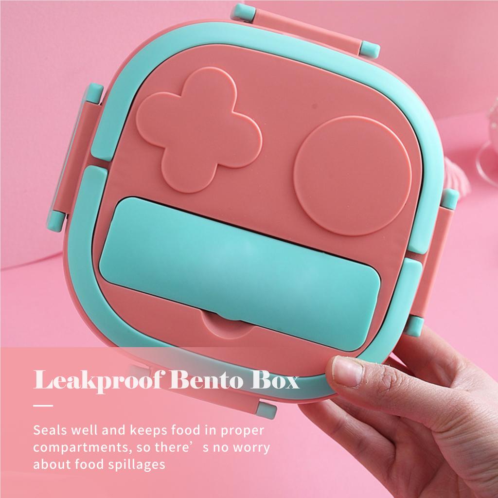 Lunch Box With Fork 3 Compartment Japanese Lunch Box Reusable Lunch Dinner Containers Leakproof Stainless Steel Bento