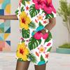 Women Plus Size White Floral Printed Round Neck Short Sleeve Top And Pocket Shorts Two Piece Set