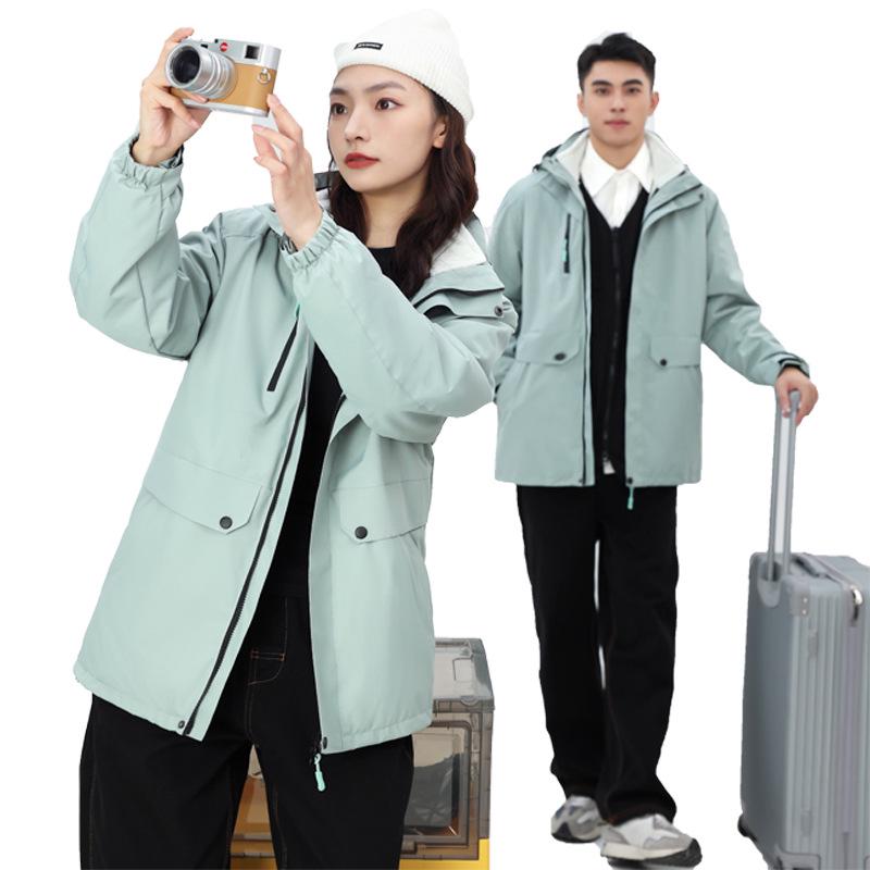 Unisex Waterproof & Windproof Hooded Fashion Storm Jacket, 3-in-1 Design for Outdoor Sports