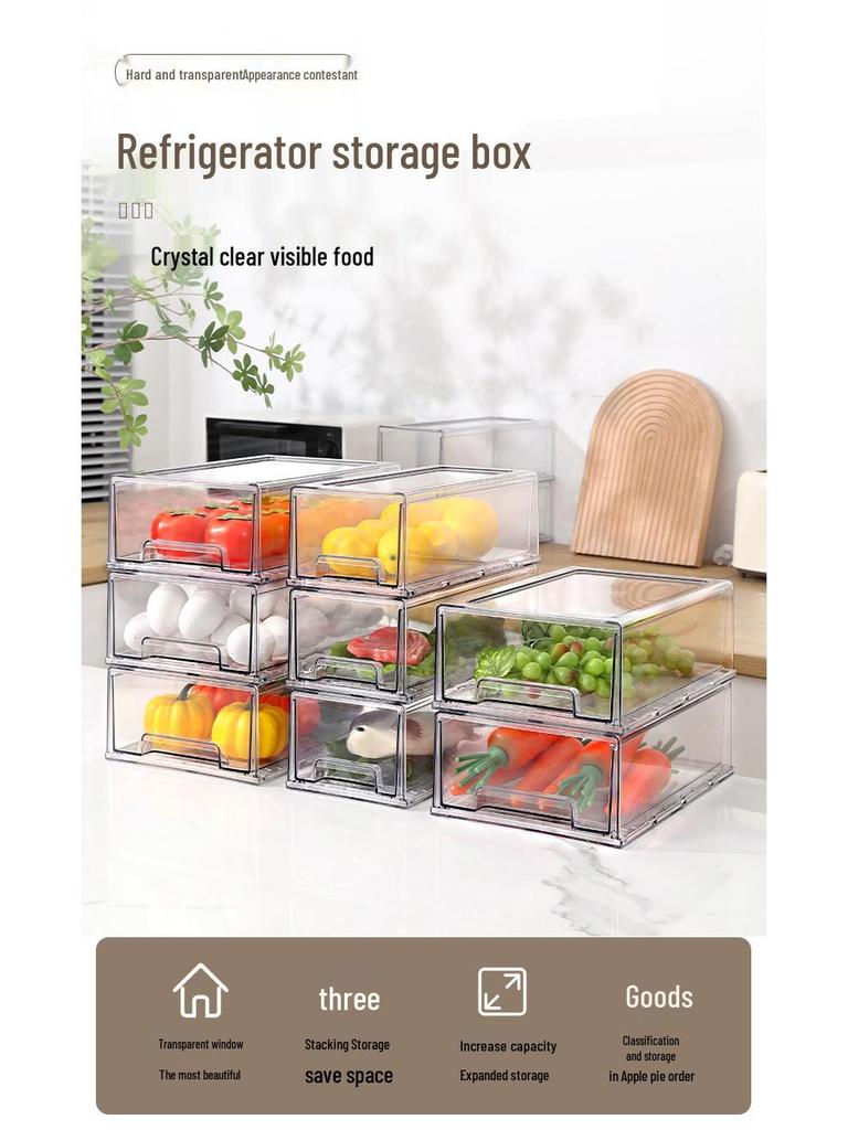 Clear Multilayer Refrigerator Organizer Box for Food, Fruit, Eggs, and Dumplings