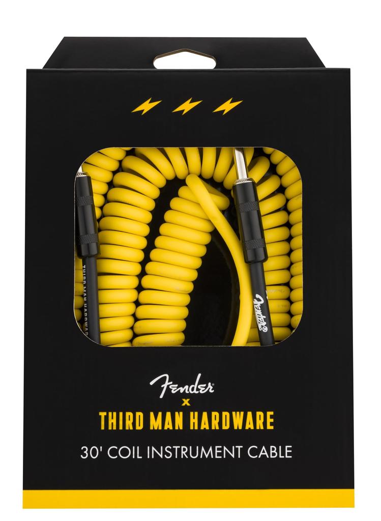 Coiled Fender X Third Man 30' Cable, Hardware, Yellow.