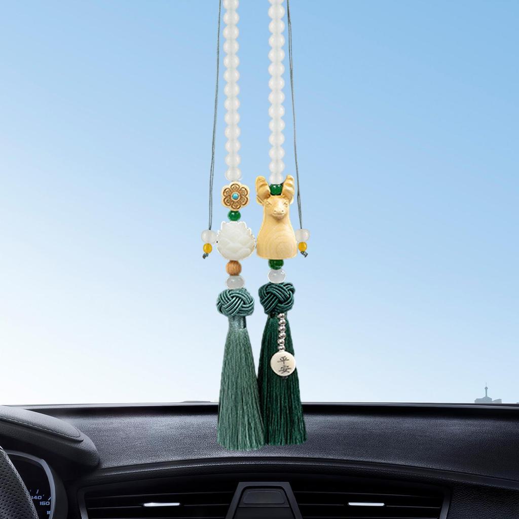 Car Rear View Mirror Pendant Decoration,Deer Statue Hanging Ornament Resin Sculpture for Home Decor