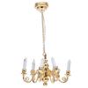 1:12 Dollhouse Chandelier Lighting 6 Heads Hanging Decoration Miniature Dollhouse Ceiling Light Gold