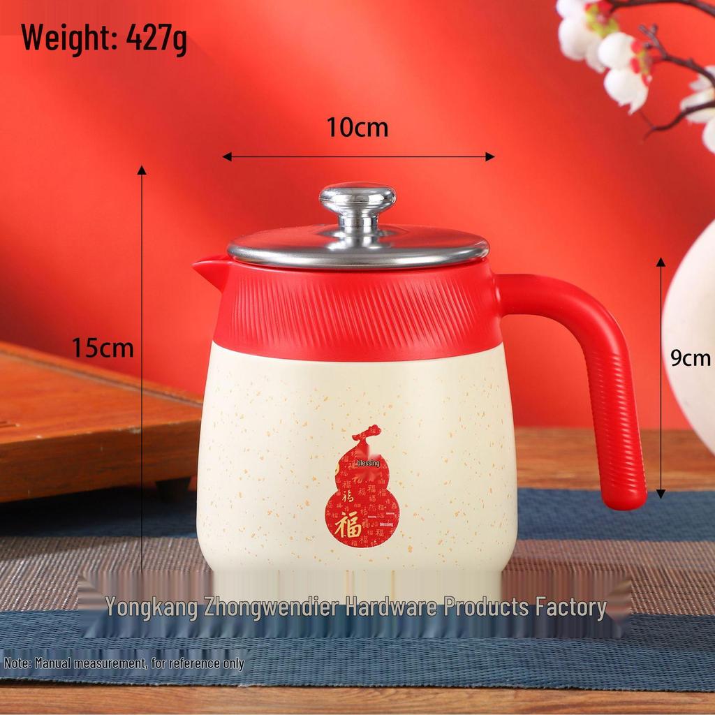 Titanium-Coated Stew Pot with Tea Infuser - Large Capacity, Insulated New Year Edition.
