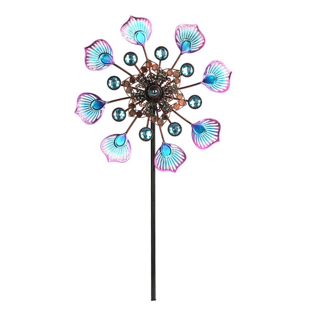 Removable Windmill Spinner Rotating Metal Windmill Landscape Art Decoration Flower Pinwheel  Yard