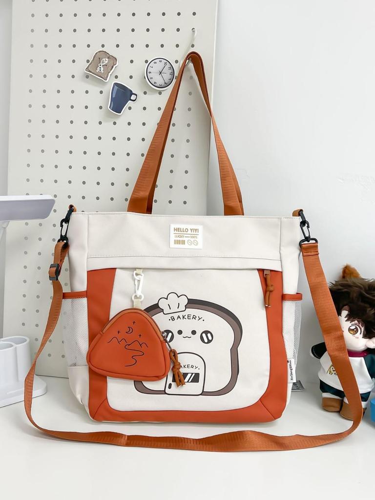 Borsa a tracolla versatile di grande capacità in tessuto Oxford per bambine della scuola elementare