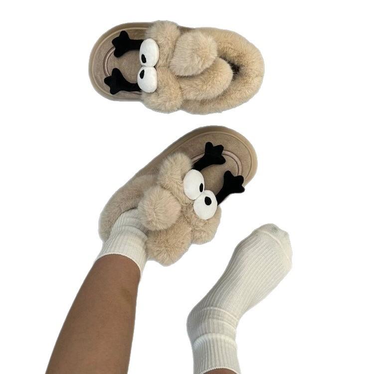 2025 Herbst und Winter neue Maillard rutschfeste warme Schnee dicksöhlige Winter gefütterte verdickte niedliche flauschige Baumwollschuhe