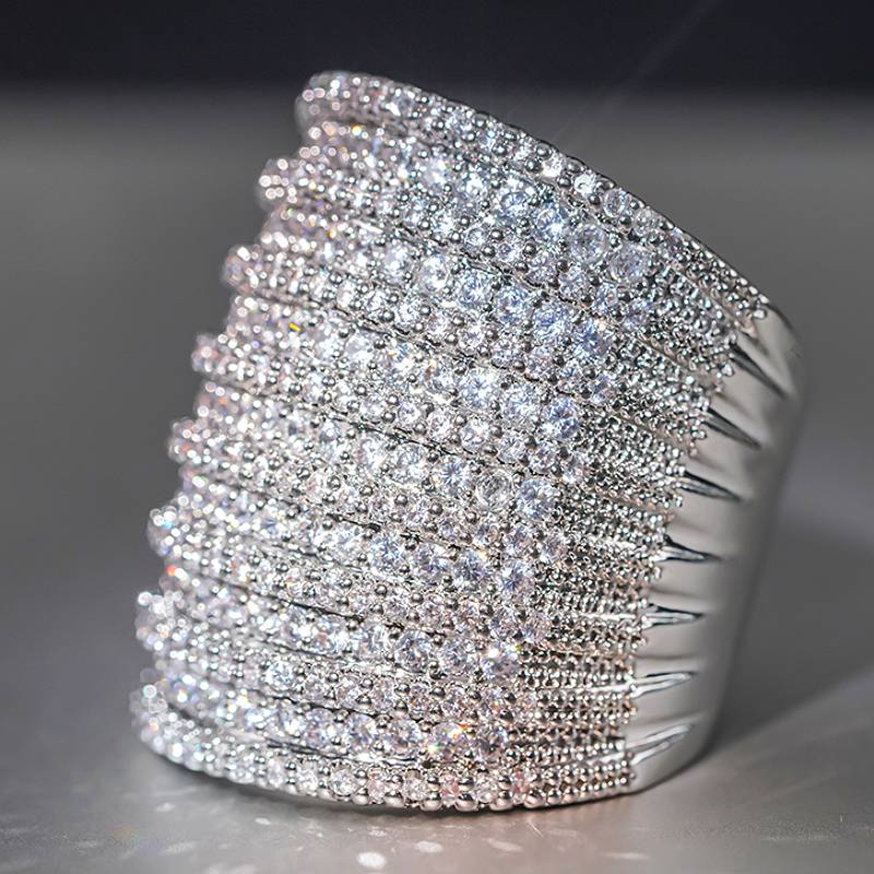 

Huitan Luxury Women Silver Color Ring Full Brilliant Cubic Zirconia Fashion Party Finger Accessories Gorgeous Wedding Jewelry 6