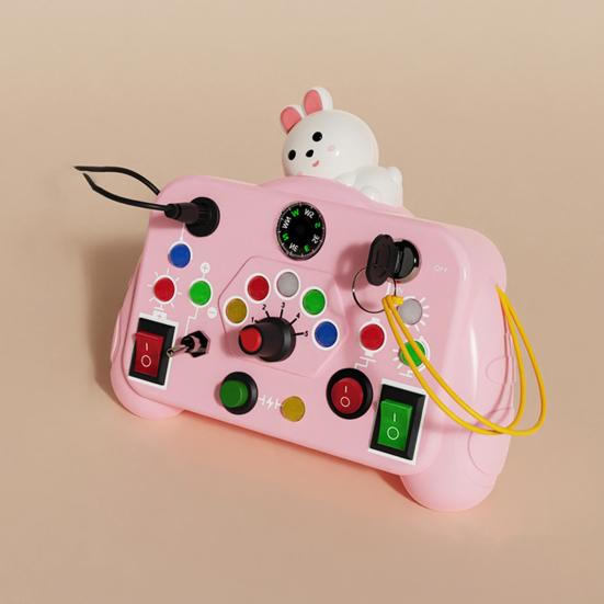 Toddler Animal Busy Board with LED Light Baby Light-up Switch Busy Board Game Machine Travel Kids Educational Learning Activity Toy Boys Girls
