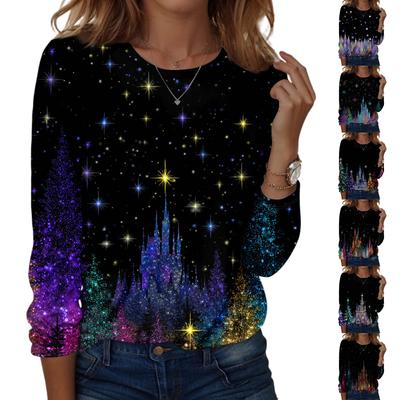Camisas de manga larga para mujer con estampado lindo, camisetas gráficas, blusas casuales, tallas grandes, camisetas básicas