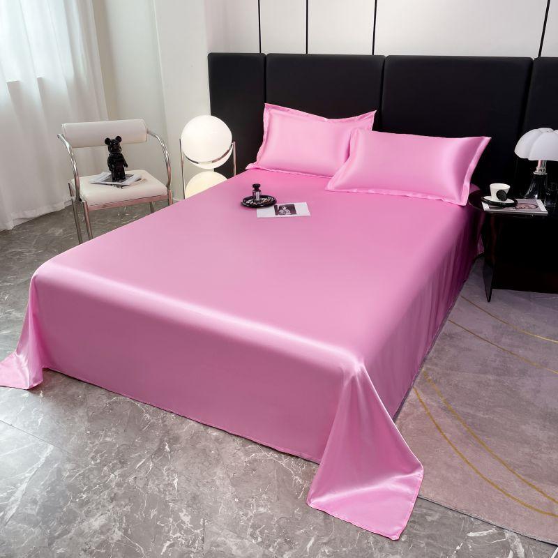 

Роскошные летние атласные простыни из ледяного шелка, наволочки, постельное белье, однотонные простыни 180x230cm амарант розовый