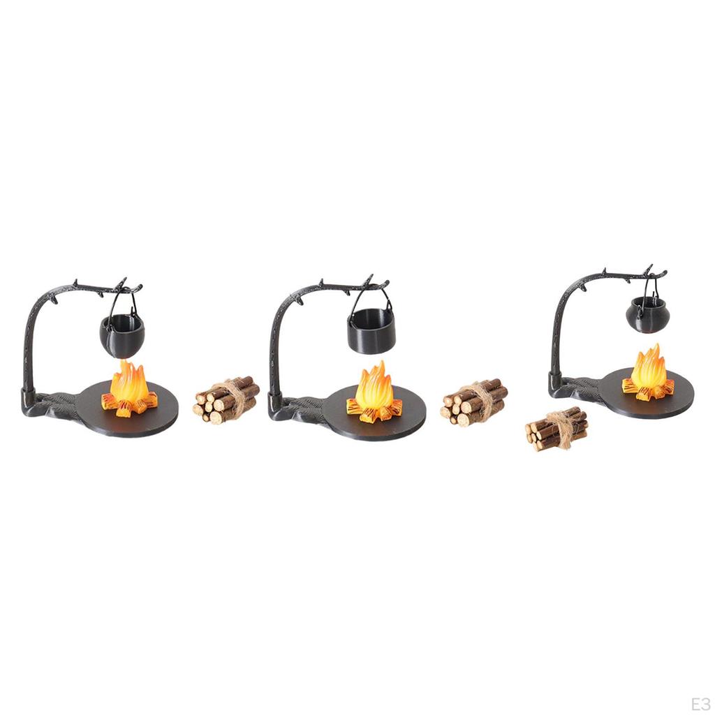 5 1/12 Scale Dollhouse Mini Wooden Campfires with Stump for Sand Table