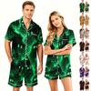 Couples Halloween Pajama Set Short Sleeve Button Down Shirt and Shorts Soft Casual Sleepwear S to XXXXL Matching Loungewear