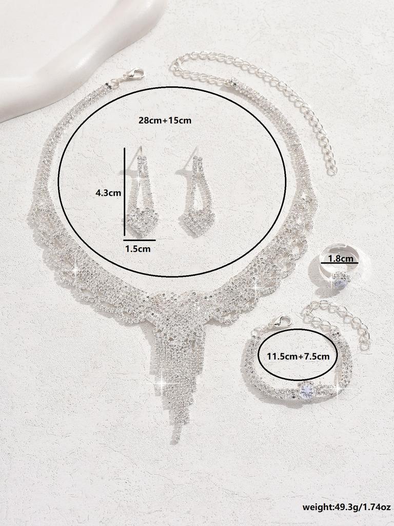 5/4/3PC Women's Fashion Design Peach Heart Tassel Earrings Necklace Bracelet Set Wedding Banquet Party Holiday Gift