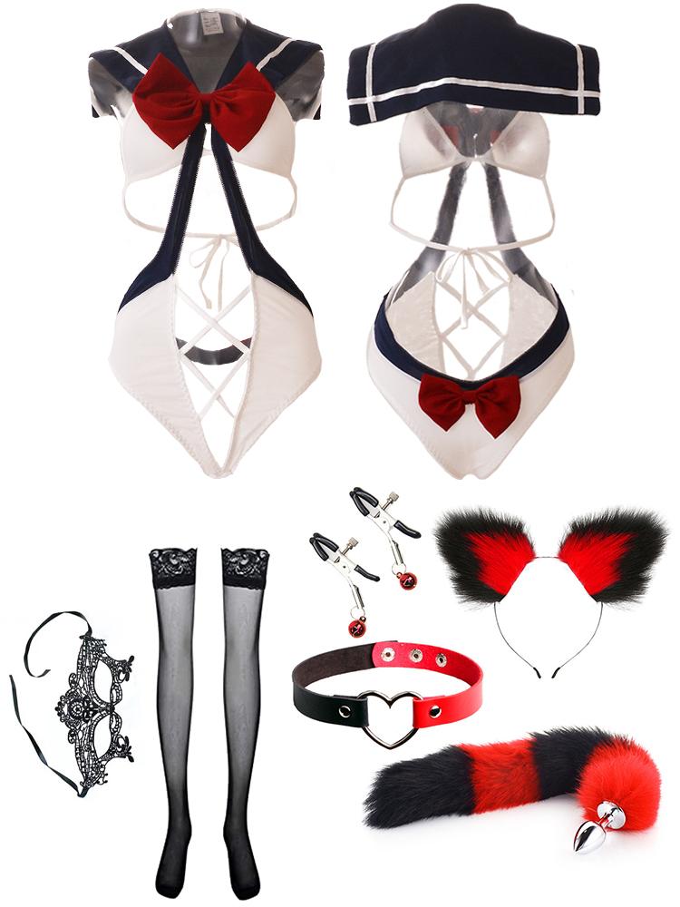 Sexy Lingerie SchoolGirl Babydoll Role Costume Women Erotic Cosplay Student Uniform Maid Mini JK Skirt Tube Dress Sensual Outfit