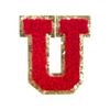 Red A-Z Chenille Embroidery Letter Patches, 5cm Self-Adhesive for DIY Clothing.