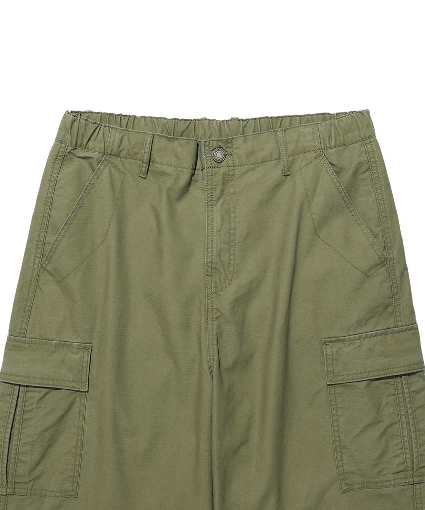 WACKY WILLY Wide Cotton Cargo Elastic Waist Pants Olive