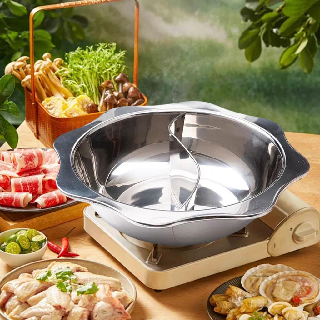 Stainless Steel Divided Pot Cooking Utensil Mandarin Duck Hotpot for Camping