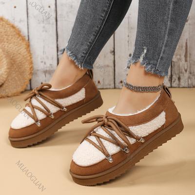 Fashion 2025 Winter New Thick Bottom Padded Thickened Snow Boots Velvet Warm Women Cottom Shoes Casual Flat Lace Up Platform Short Botas