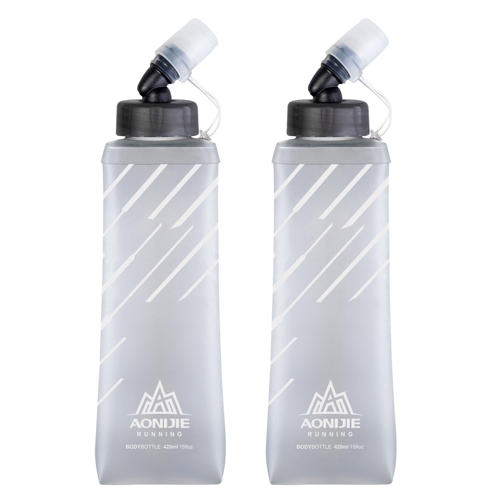 

TRIWONDER TPU Foldable Water Sports Bottle for and Soft Hydration Bottle 420ml Bottle, Running, Marathons, Cycling, Hiking, (Gray, - 2-Pack)