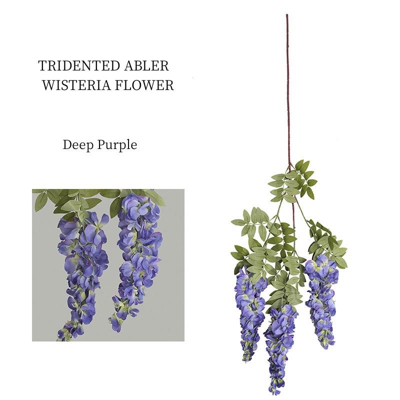Wisteria Flower Wall Hang, Floral String Plants, Rattan Wedding Backdrop Arrangement, Home Ceiling Decor Vine, 3 Branches
