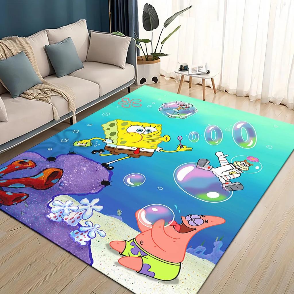 3D Cartoon S-SpongeBob Funny Area Rug,Carpet Rug for Living Room Bedroom Sofa Doormat Decoration,kids Non-slip Floor Mat