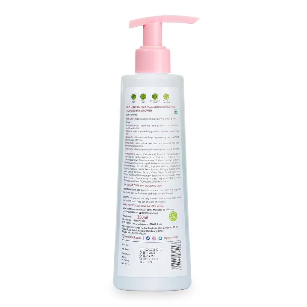 La Pink Methi Dana 8-in-1 Conditioner with Hibiscus & Onion | For Hair Fall Control | 100% Microplastic Free Formula | All Hair Types | 250ml