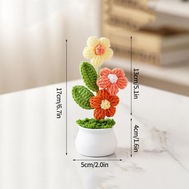 Sunflower Crochet Flower Artificial Hand Woven Flowers Finished Girasol Crochet Plants Wedding Guest Gifts Desktop Decoration
