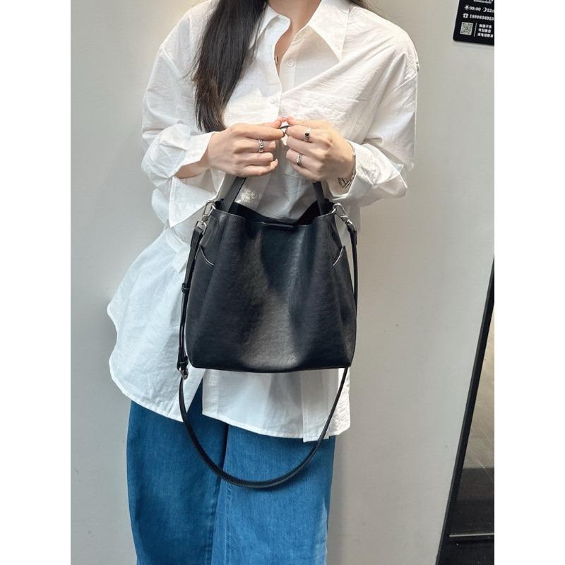 New cowhide leather premium feeling bucket bag tote bag underarm bag shoulder crossbody handbag bag women's bag
