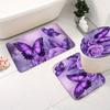 1/4pcs Bathroom Shower Curtain Set Purple Butterfly Bathroom Curtain With 12 Hooks Non Slip Rugs Toilet Cover Mat Bathroom Partition