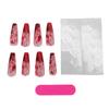 24Pcs False Nails Red Black Smudging Reusable Artificial Nail Extension Tips for Holiday Dance Party    