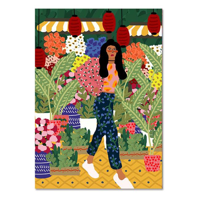 Tropical Colorful Girl Car Flower Koala Leopard Wall Art Malba na plátně Plakáty a obrazy Nástěnné obrazy pro dekoraci obývacího pokoje Bez rámu