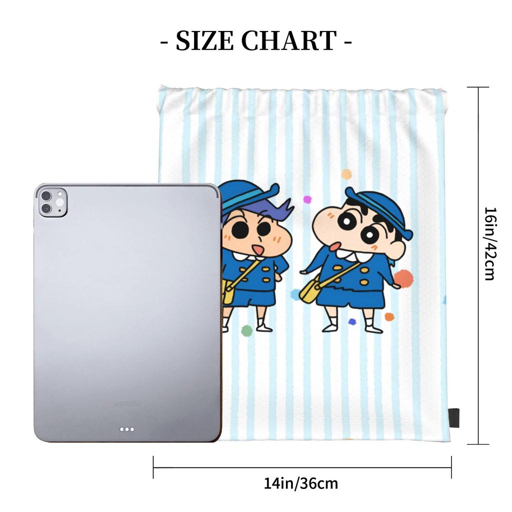 Custom Crayons Shins Chans Drawstring Backpack Bags Women Men Lightweight Cartoon Gym Sports Sackpack Sacks for Training