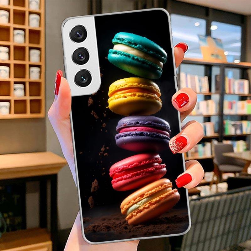 

Macaron Ice Cream Cake Doughnut Cover Phone Case For Samsung Galaxy S26 S25 Edge S24 Ultra S23 S22 Plus S21 S20 FE Soft Fundas S Samsung S22