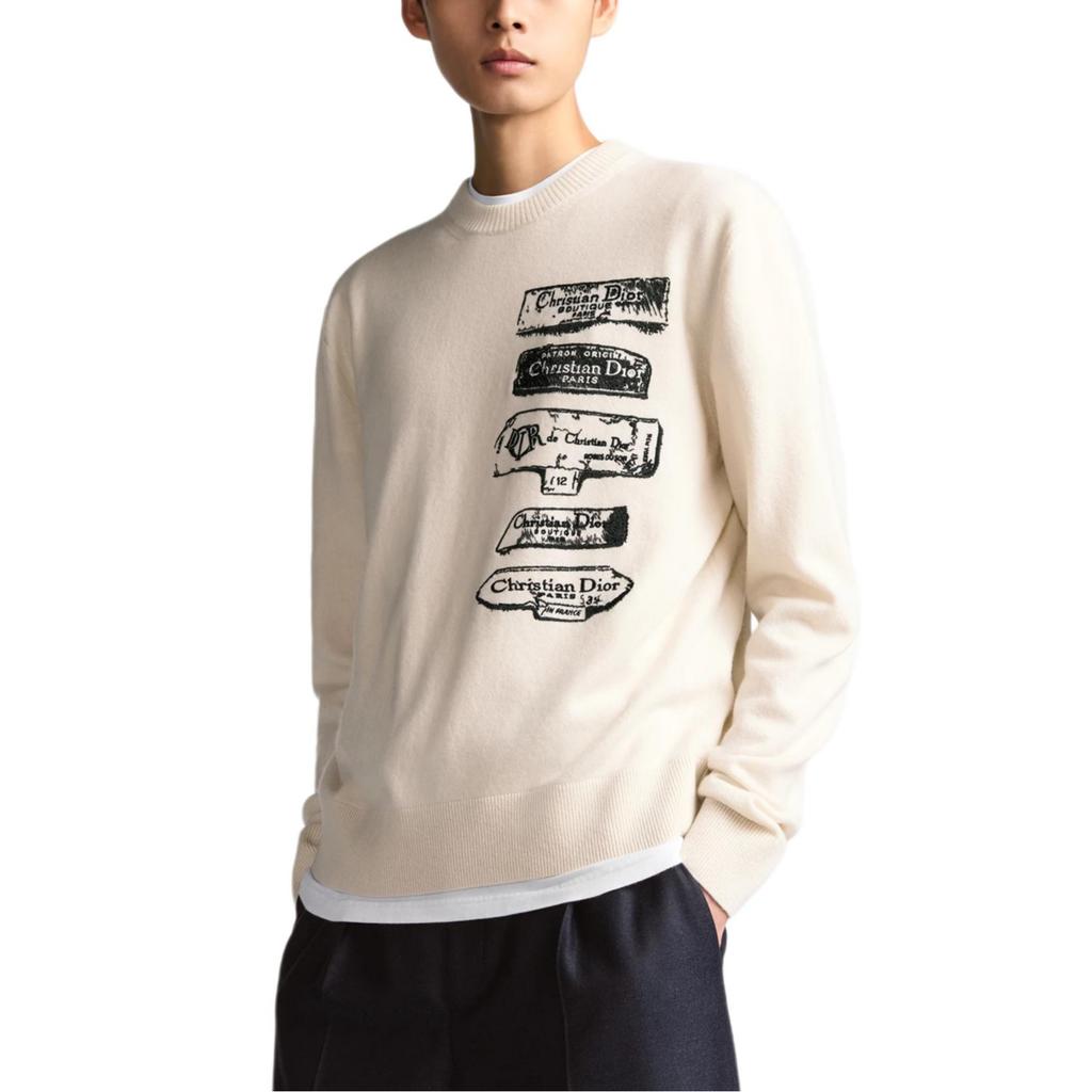 DIOR Sweaters Men's White Crew Neck Moderate Other 513M663A2007-C089