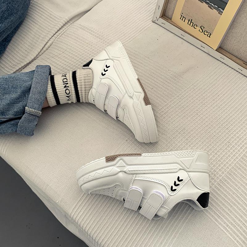 White Sneakers Women's Shoes Spring Versatile Casual Sports Shoes Thick-soled Wheat Ear Board Shoes
