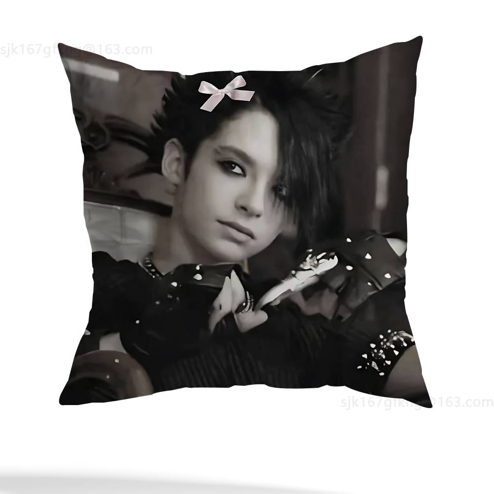 T-Tom Kaulitz Bill Kaulitz Kussensloop Vierkant Dubbelzijdig Bedrukken Kort Pluche Bankkussenhoes Slaapkamer Nachtkastje Kussen Peach skin 18*18(CM)-1Pcs