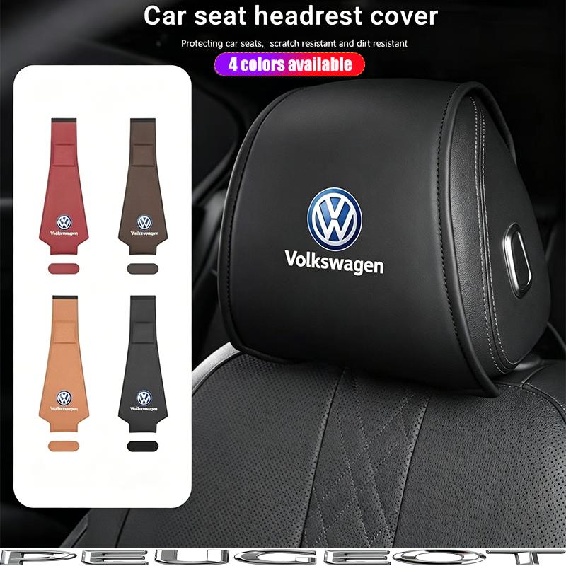 2Pcs Car Seat Pillow Cover Auto Headrest Protective Shell For VW Polo Golf T5 Caddy T4 Touran Golf GTI Passat CC GTD Hub Cap