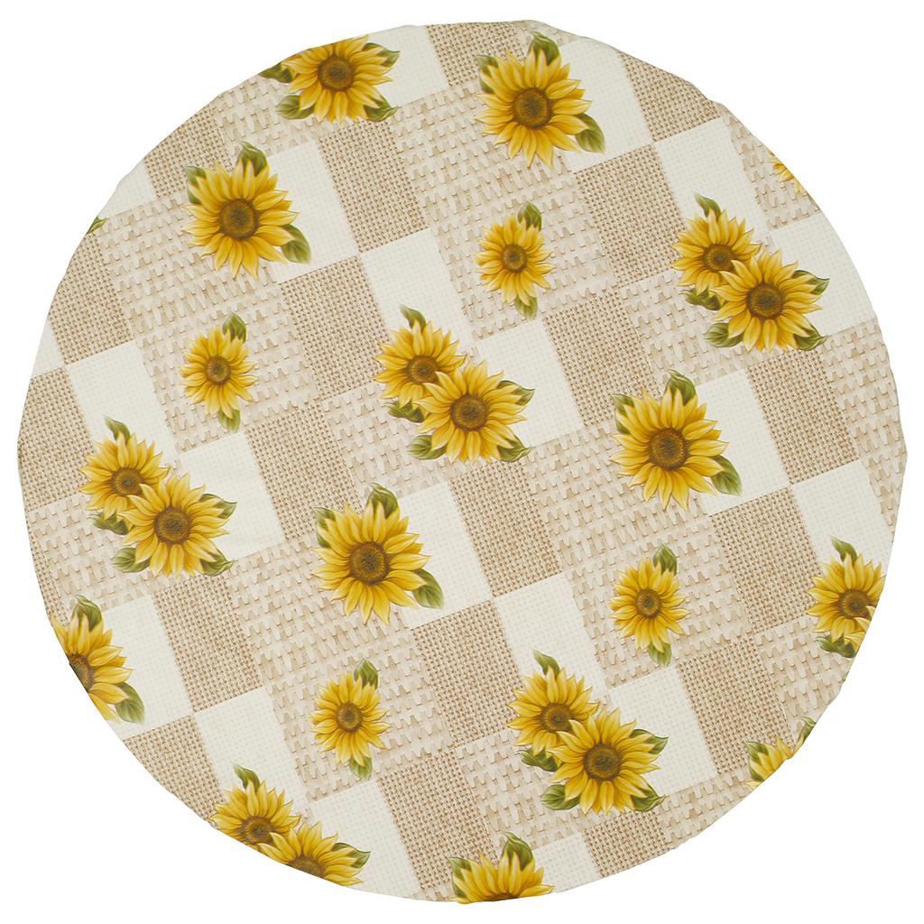Waterproof Round Tablecloth PVC Table Decoration and Accessories Flannel Backed Elastic Edged Round Table Cover for Home Kitchen