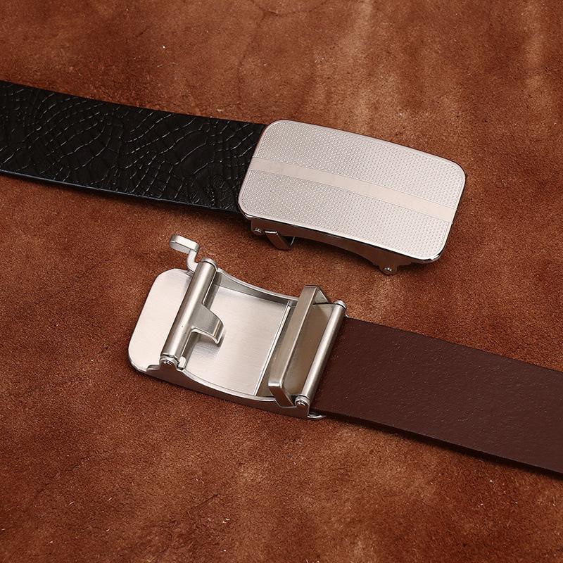 Fashion Trend Crocodile Pattern Stainless Steel Automatic Buckle Belt Men'S Genuine Leather First Layer Cowhide Business Dress Pants Belt