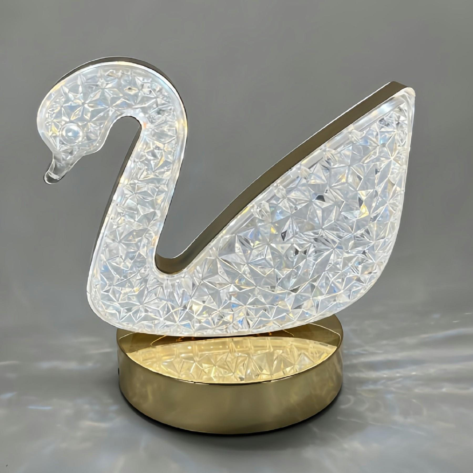 

Bedroom Nightstand Table Lamp Touch Control 3 Color Modes Rechargeable Ambient Light Swan