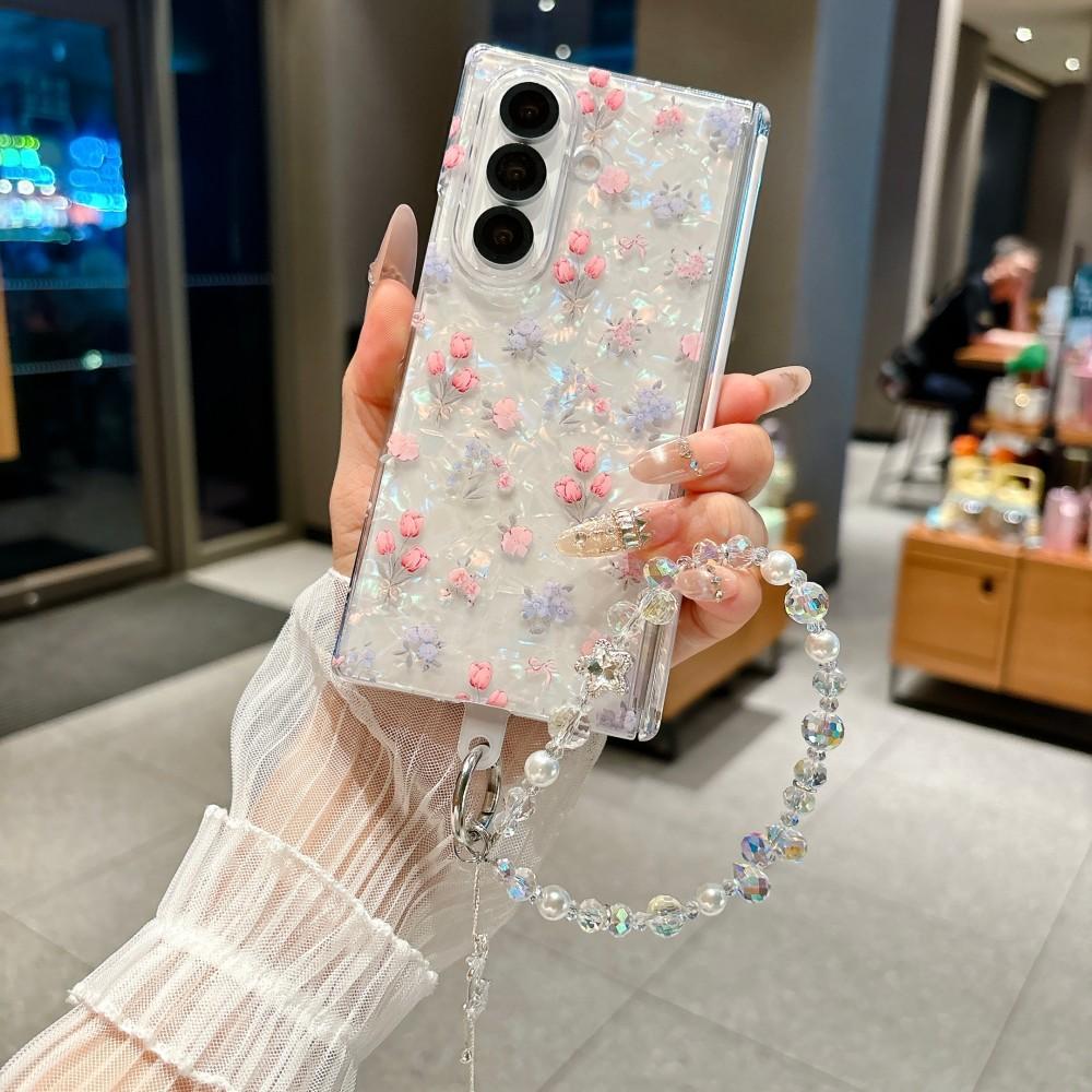 Floral Pattern For Samsung Galaxy Z Fold 7 6 5G Phone Case Magnetic Hinge Bracelet Protective PC Hard Shell (Only Back Cover)