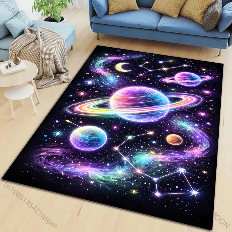Colorful cosmic space planets Pattern Rug Carpets for Bedroom Living Room Sofa Mat Creative Door Mat Cloakroom Home Decor